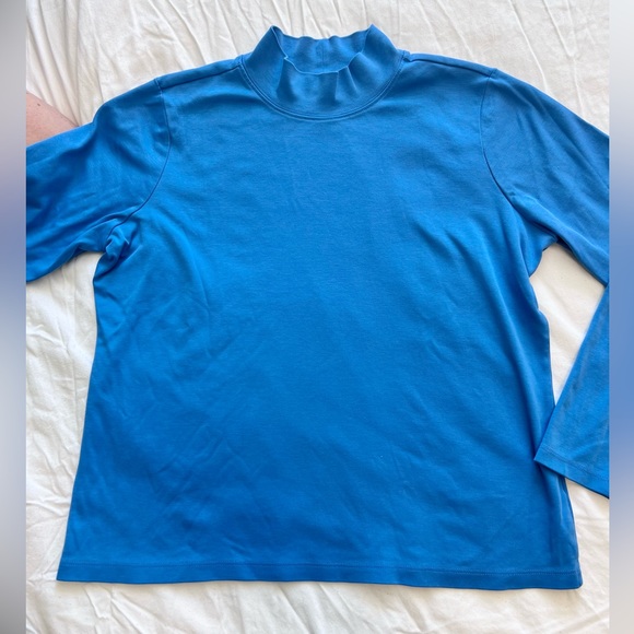 Ll Bean turtleneck shirt long sleeve tshirt blue large - Picture 3 of 5